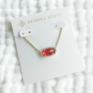 Kendra Scott Gold Berry red glass Elisa Pendant Necklace NEW